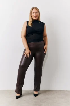 Perfect Sculpting High Waisted Leather Look Flare|In The Style Clearance