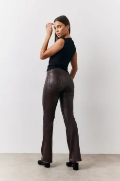 Perfect Sculpting High Waisted Leather Look Flare|In The Style Clearance