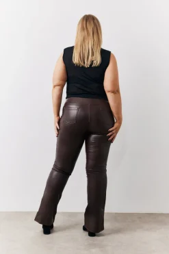 Perfect Sculpting High Waisted Leather Look Flare|In The Style Clearance