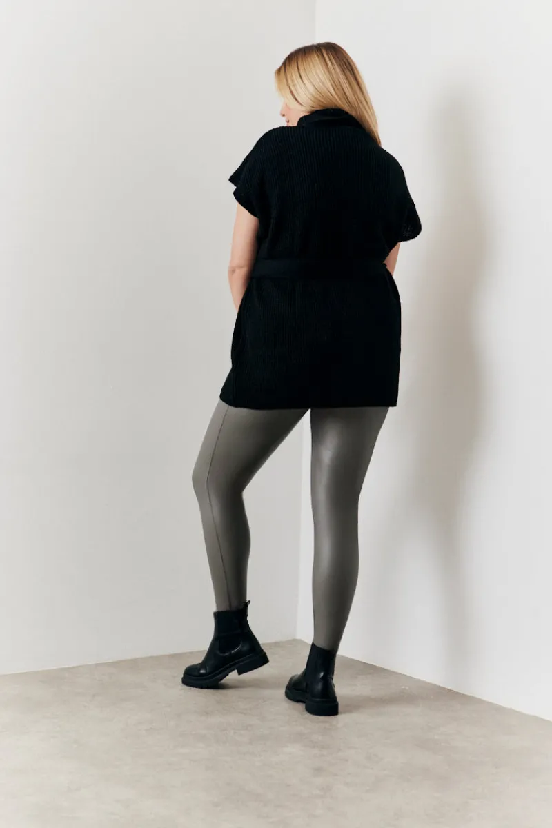 Perfect Sculpting High Waisted Leather Look Leggings|In The Style Clearance