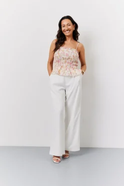 Pink Floral Print Shirred Cami Top|In The Style Outlet