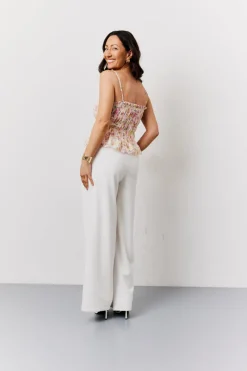 Pink Floral Print Shirred Cami Top|In The Style Outlet