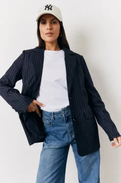 Pinstripe Relaxed Blazer|In the Style Hot