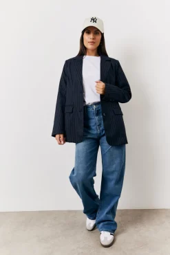 Pinstripe Relaxed Blazer|In the Style Hot