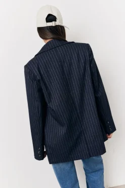 Pinstripe Relaxed Blazer|In the Style Hot