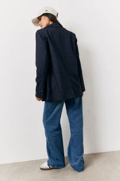 Pinstripe Relaxed Blazer|In the Style Hot