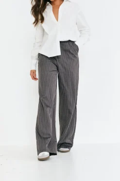 Pinstripe Relaxed Wide Leg Trouser|In The Style Sale