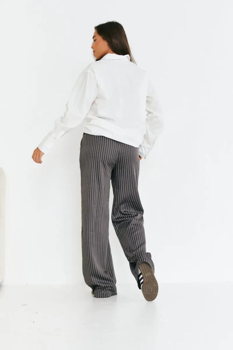 Pinstripe Relaxed Wide Leg Trouser|In The Style Sale