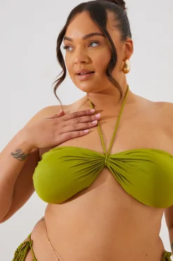 Plait Detail Halter Neck Bikini Top|In the Style Clearance
