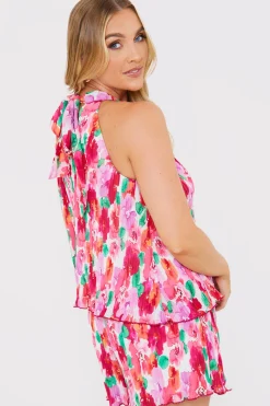Pleated Plisse High Neck Top|In the Style Sale