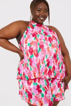 Pleated Plisse High Neck Top|In the Style Sale