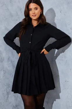 Pleated Shirt Dress|In the Style Hot