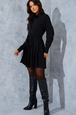 Pleated Shirt Dress|In the Style Hot