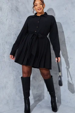 Pleated Shirt Dress|In the Style Hot