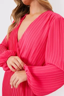 Plisse Ballon Sleeve Maxi Dress|In the Style Online