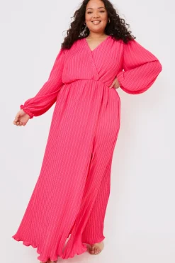 Plisse Ballon Sleeve Maxi Dress|In the Style Online
