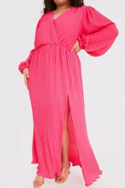 Plisse Ballon Sleeve Maxi Dress|In the Style Online