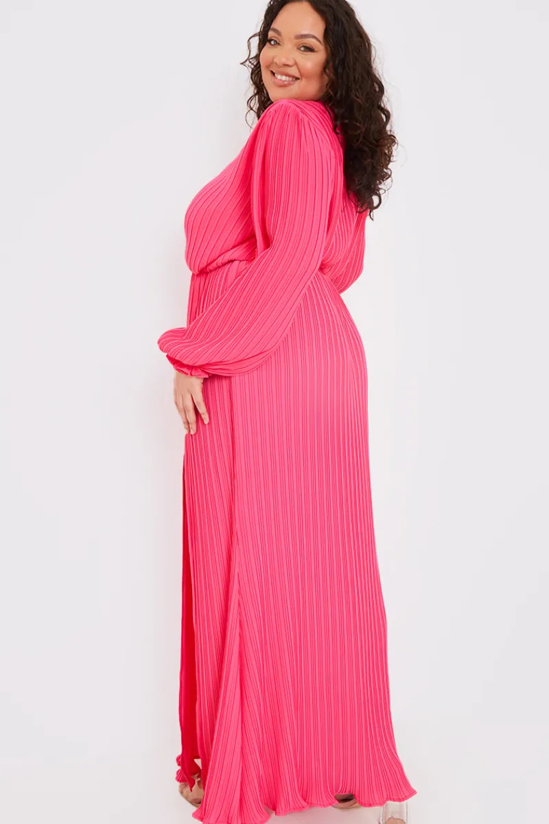 Plisse Ballon Sleeve Maxi Dress|In the Style Online