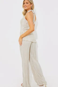 Plisse Wide Leg Co-Ord Trousers|In the Style Discount