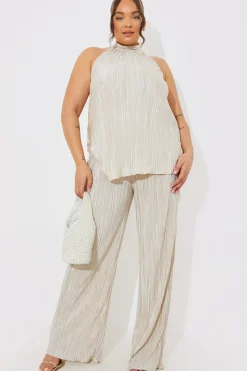 Plisse Wide Leg Co-Ord Trousers|In the Style Discount