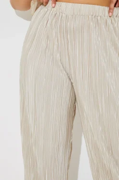 Plisse Wide Leg Co-Ord Trousers|In the Style Discount