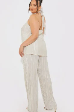Plisse Wide Leg Co-Ord Trousers|In the Style Discount
