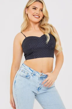 Polka Dot Print Cupped Crop Top|In the Style Hot
