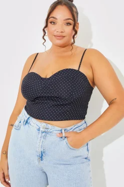Polka Dot Print Cupped Crop Top|In the Style Hot