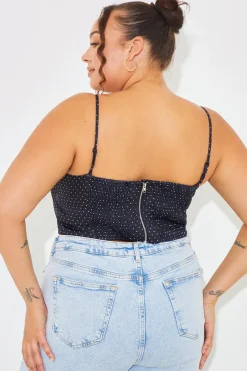 Polka Dot Print Cupped Crop Top|In the Style Hot