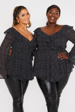 Polka Dot Print Off The Shoulder Top With Tie Waist|In the Style