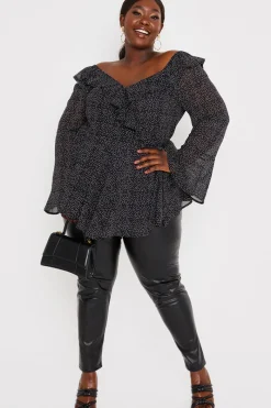 Polka Dot Print Off The Shoulder Top With Tie Waist|In the Style