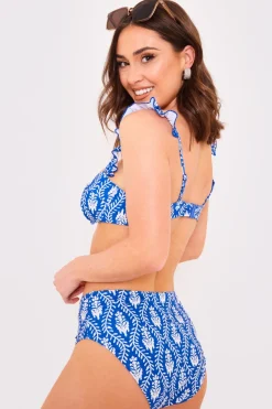 Printed Frill Strap Bust Detail Bikini Top|Billie Faiers