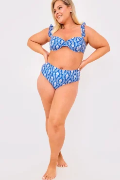 Printed Frill Strap Bust Detail Bikini Top|Billie Faiers