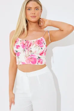 Printed Gathered Bust Co-ord Top|In the Style Online