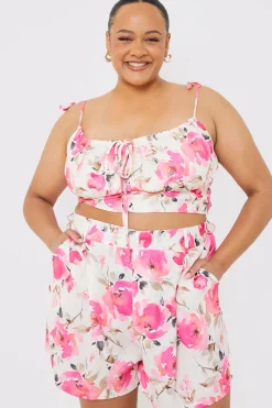Printed Gathered Bust Co-ord Top|In the Style Online
