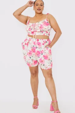 Printed Gathered Bust Co-ord Top|In the Style Online