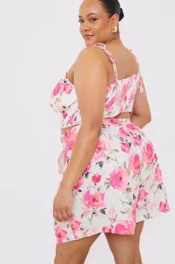 Printed Gathered Bust Co-ord Top|In the Style Online