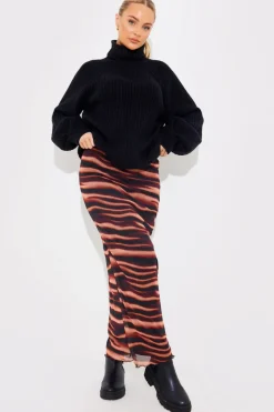PRINTED MESH MIDAXI SKIRT|In The Style Clearance