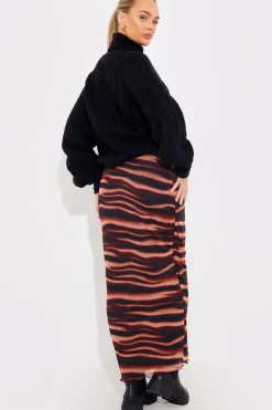 PRINTED MESH MIDAXI SKIRT|In The Style Clearance