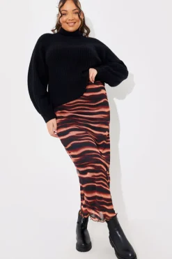 PRINTED MESH MIDAXI SKIRT|In The Style Clearance