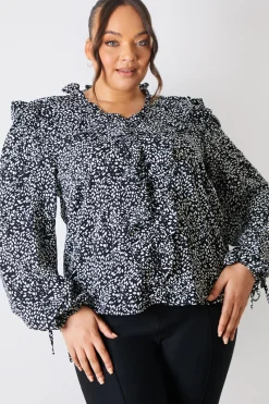 Printed Ruffle Blouse|In The Style Hot