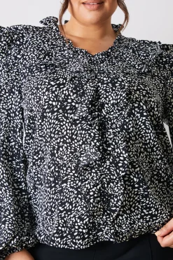 Printed Ruffle Blouse|In The Style Hot