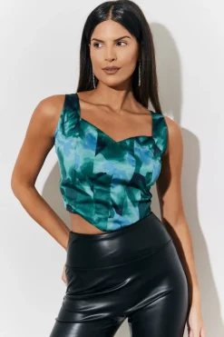 Printed Satin Corset|In The Style Sale