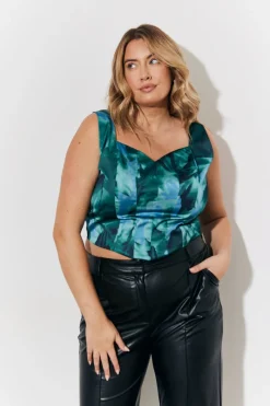Printed Satin Corset|In The Style Sale