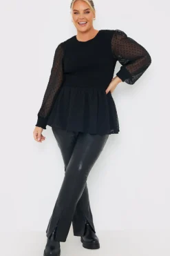PU Split Hem Flare Trousers|In the Style Best