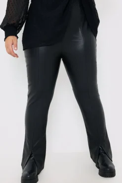 PU Split Hem Flare Trousers|In the Style Best