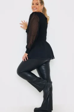 PU Split Hem Flare Trousers|In the Style Best
