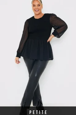 PU Split Hem Flare Trousers|In the Style Best