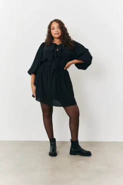 Puff Sleeve Bow Detail Mini Dress|In the Style Hot