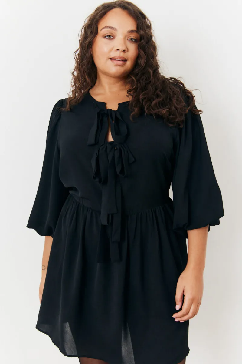 Puff Sleeve Bow Detail Mini Dress|In the Style Hot
